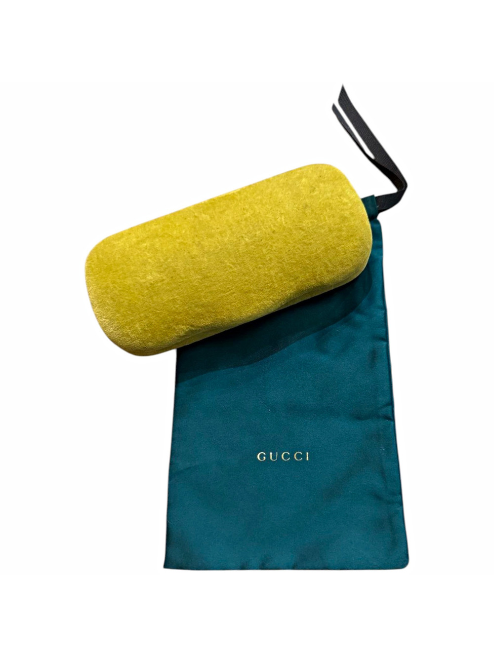 Gucci Yellow Velvet Hard Case + Dust Bag + Cloth Eyewear Set